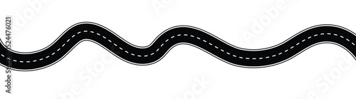 Curved road winding in isolation against a transparent background. Aerial view of a winding road. Vector illustration.

