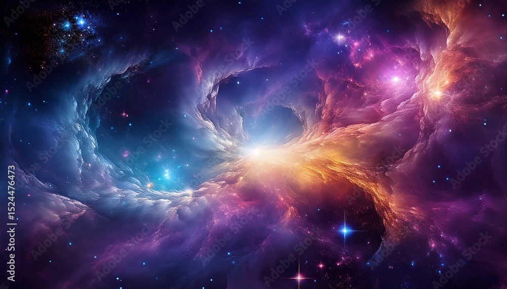 Fototapeta premium vibrant nebula with sparkling stars and galaxy dust
