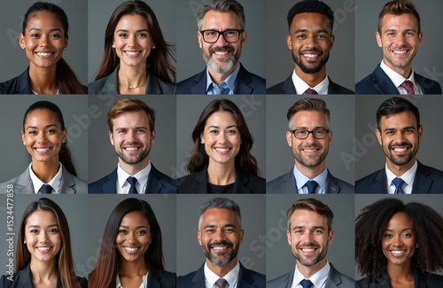 Collage of diverse multiethnic business people with positive smiling faces. Collection of portraits of confident office workers, entrepreneurs, showing pro attitude, corporate success. Business team
