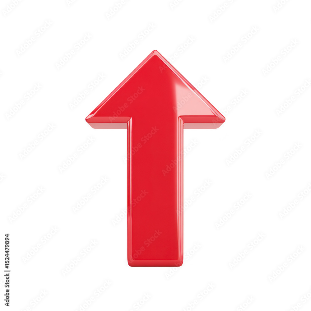 Shiny red arrow pointing upwards, symbolizing direction or progress. arrow is isolated on transparency background, emphasizing its bold color and glossy finish Shiny red arrow pointing upwards, symbolizing direction or progress. arrow is isolated on transparency background, emphasizing its bold color and glossy finish
