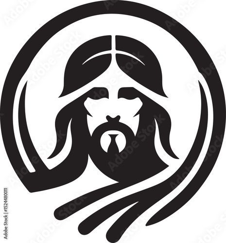 sketch vector illustration silhouette design icon logo symbol classic vintage closeup savior embracing for man
