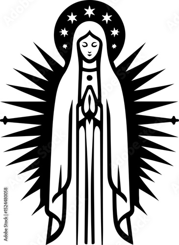 sketch vector illustration silhouette design icon logo symbol classic vintage holy virgin mother