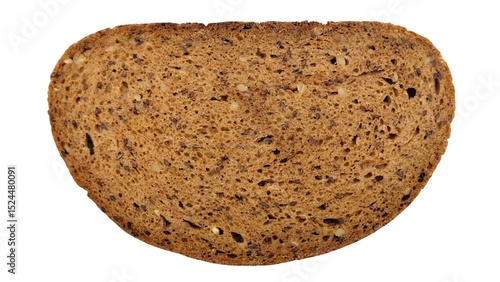 Fotografie Photo of a sliced German-style multiseed whole grain bread, isolated on white background