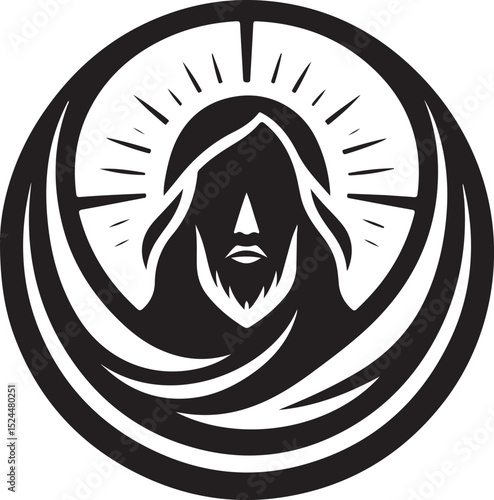sketch vector illustration silhouette design icon logo symbol classic vintage closeup savior embracing for man