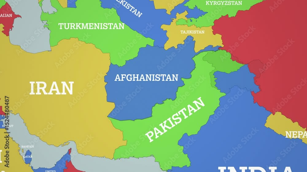 2D Colored Political World Map with a zoom of the Afghanistan and ...