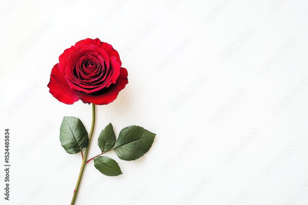 Single red rose isolated on white background, a symbol of love and beauty Single red rose isolated on white background, a symbol of love and beauty