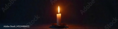 A single, glowing candle flame in complete darkness, representing hope and spiritual enlightenment, a path to salvation , candle, grace