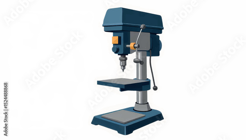 Geometric drill press illustration showcasing design simplicity, industrial art