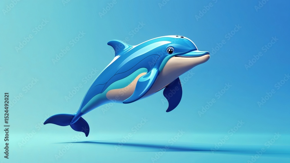 Obraz premium Happy cartoon dolphin over blue background