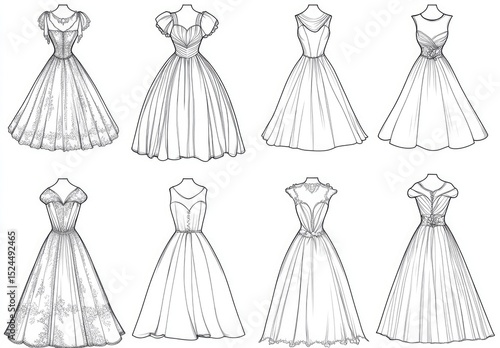 types of dresses drawing
