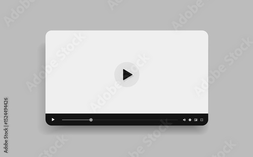 Social media video player screen template, mobile video player. Video player mockup, app, ui ux. Channel interface. Social media concept. Play button icon