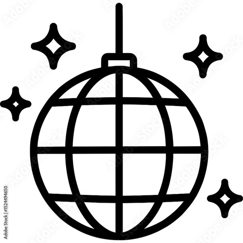 Modern vector outline of a disco ball icon