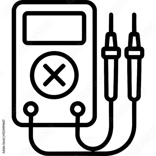 Minimal vector style multimeter with display and probes