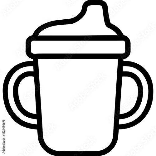 Minimalist sippy cup icon with handles