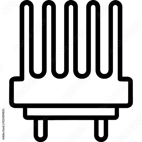 Minimalist outline icon of a heat sink