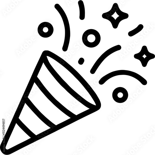 Minimalist confetti popper icon design