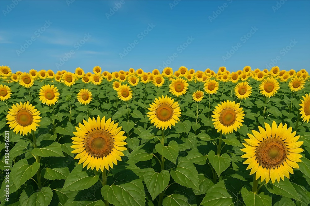 Obraz premium Endless Sunflowers Under Clear Sky