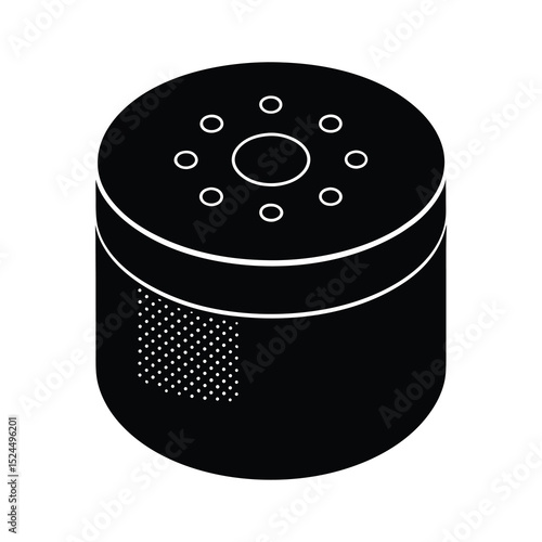 A futuristic smart home assistant device Silhouette Vector Illustration on White Background