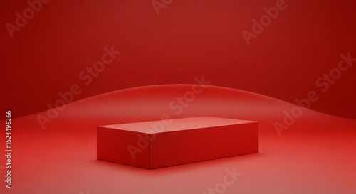 Red Box Display Podium Minimalist Scene Presentation Studio Template