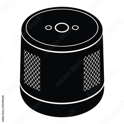 A futuristic smart home assistant device Silhouette Vector Illustration on White Background