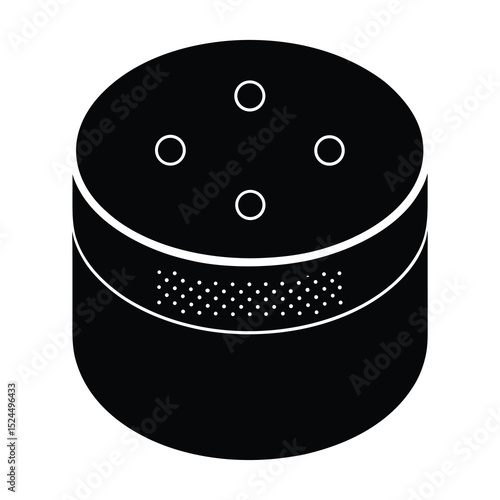 A futuristic smart home assistant device Silhouette Vector Illustration on White Background