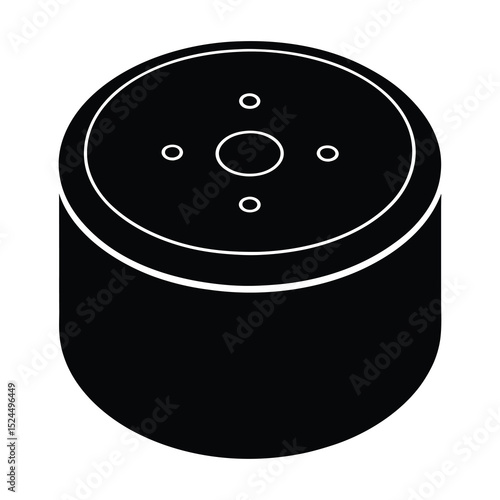 A futuristic smart home assistant device Silhouette Vector Illustration on White Background