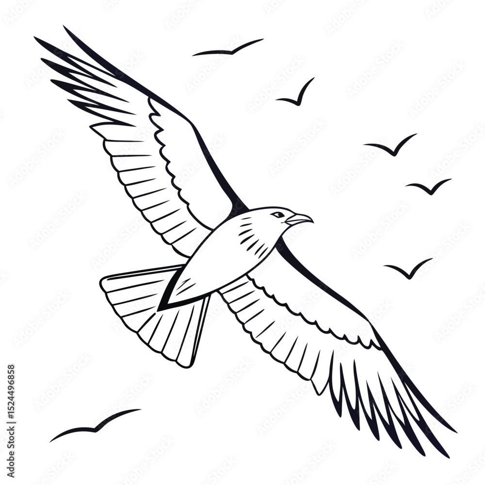 Obraz premium vector illustration of a flying bird