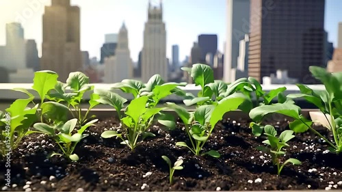 Urban Garden Time-Lapse: Watch seeds sprout and vegetables thrive on a rooftop farm against a city skyline—from planting to harvest in stunning detail.