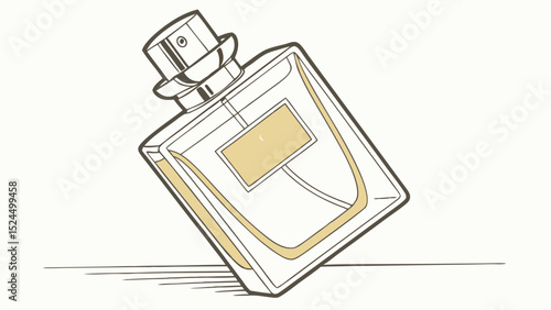Elegant Perfume Bottle Line Art Illustration