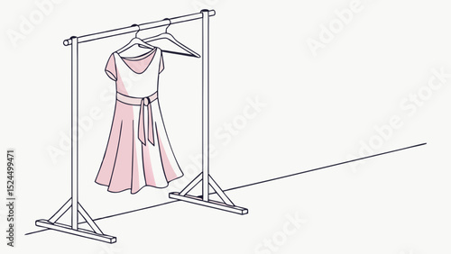 Pink and White Dress Hanging on a Clothing Rack