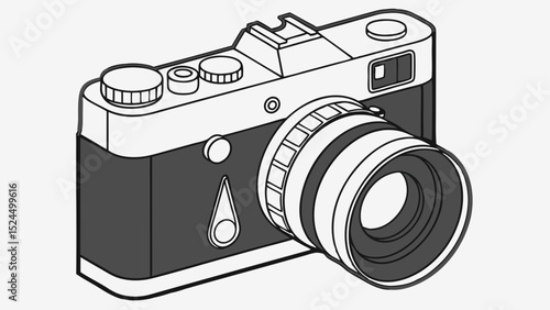 Vintage 35mm Film Camera Illustration Isometric View