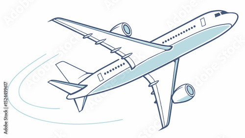 Vector Illustration of a Modern Passenger Airplane in Flight