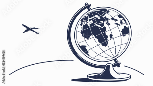 Globe and Airplane Depicting International Travel and Exploration