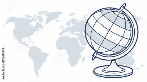 Stylized Globe and World Map Depicting Global Geography