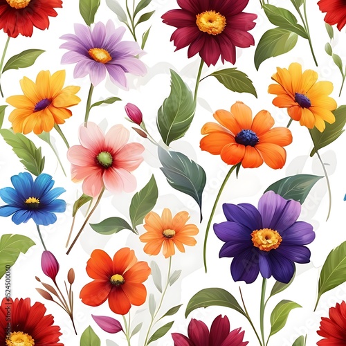Vibrant Oil Painting of Colorful Flowers – Abstract Floral Art Background