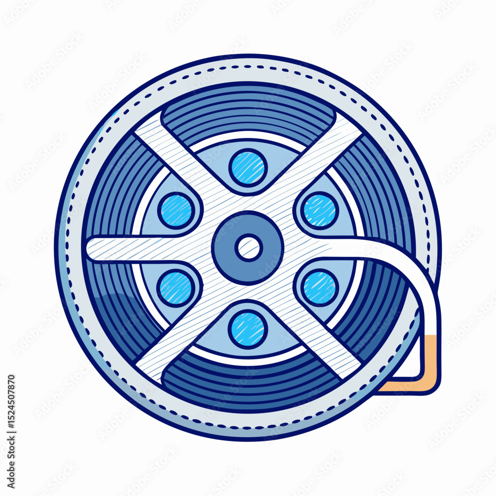 Obraz premium Flat vector illustration of a chalk reel in minimalist design 