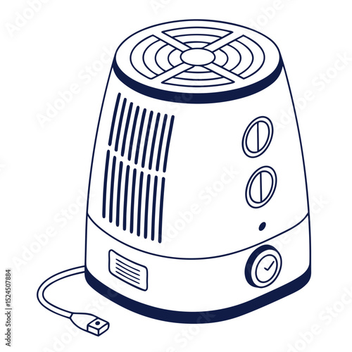 Desktop air purifier with fan in minimalist design style  