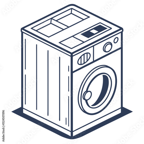 Washing machine in minimalist outline style with modern design  