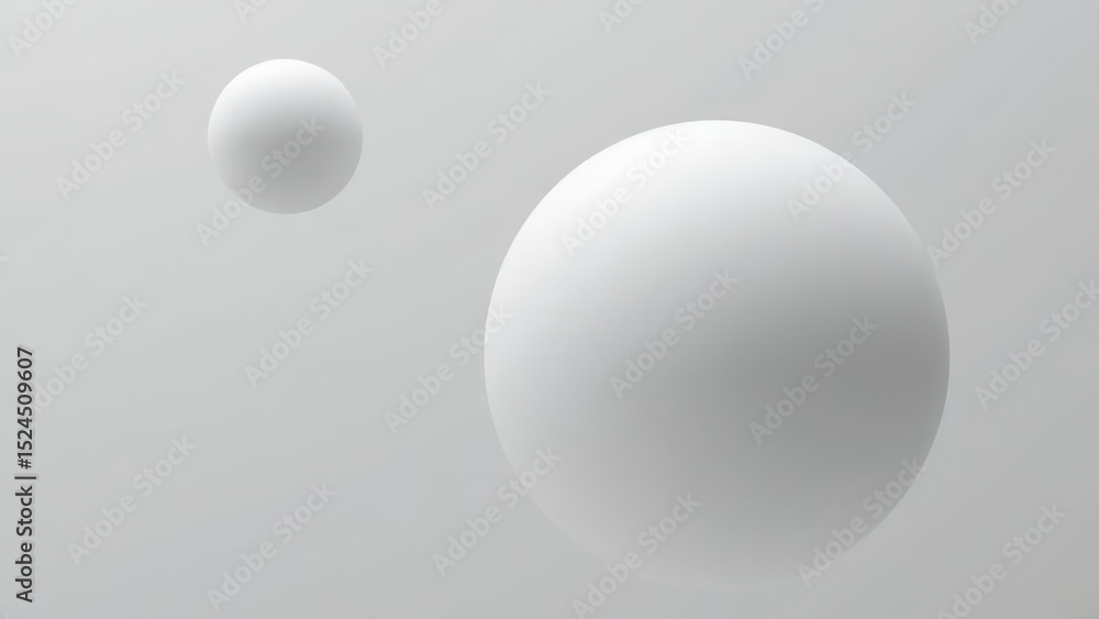 Abstract White Spheres Floating in Gray Gradient Background - Modern 3D Minimalist Design Abstract White Spheres Floating in Gray Gradient Background - Modern 3D Minimalist Design