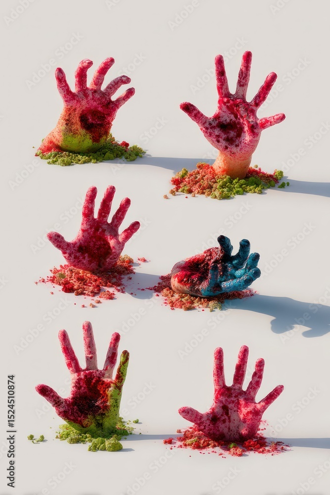 Fototapeta premium Bloody Zombie Hands Emerging From The Ground