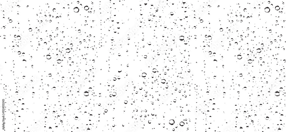 Small water drops texture vector. Rainy window overlay texture. Rain on glass background. Abstract halftone textured effect. Vector Illustration. EPS10.