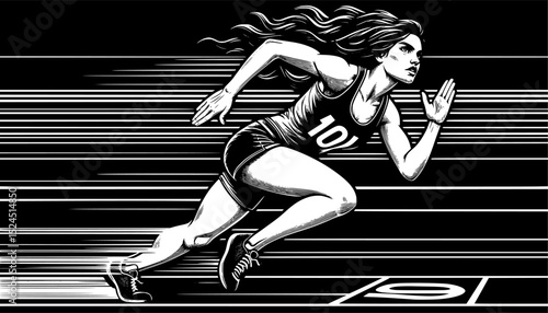 Woman runner. Silhouette of athletic looking female runner running. Vector illustration of a young woman running. EPS 10 version.