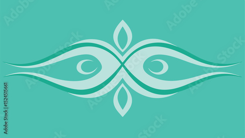 Abstract decorative floral element with symmetry in soft green and teal color scheme