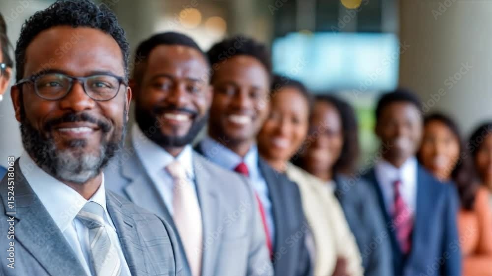 A diverse group of professionals smiling confidently in business attire, showcasing teamwork and collaboration. A diverse group of professionals smiling confidently in business attire, showcasing teamwork and collaboration.