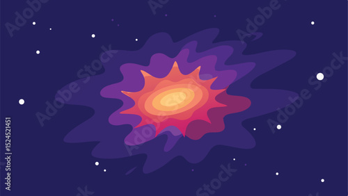 Abstract nebula silhouette design with space particles and a gradient color palette