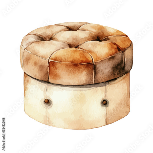 Storage Ottoman, watercolor drawing vector, high quality, isolated on a white background.