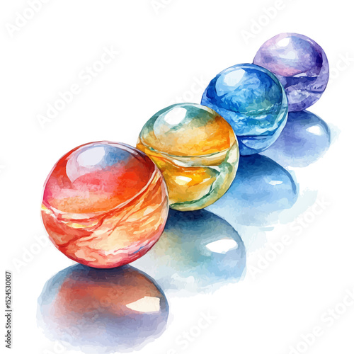 Crystal Balls, watercolor illustration vector, high quality, isolated on a white background.