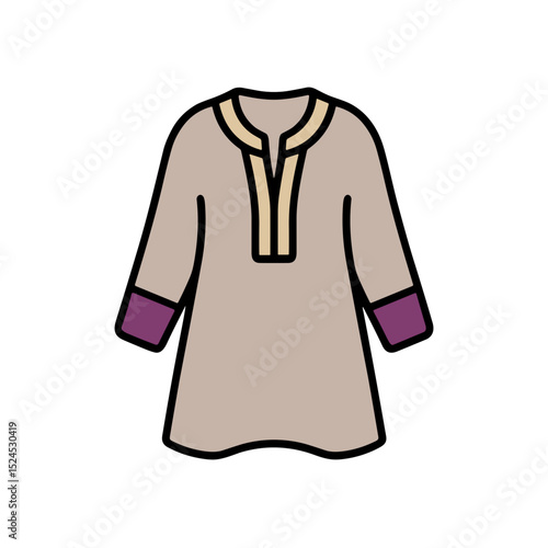 Linen tunic with three-quarter sleeves in neutral colors for summer wardrobe  