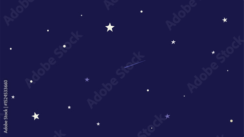 Minimalistic night sky illustration featuring scattered stars and subtle particle effects for design