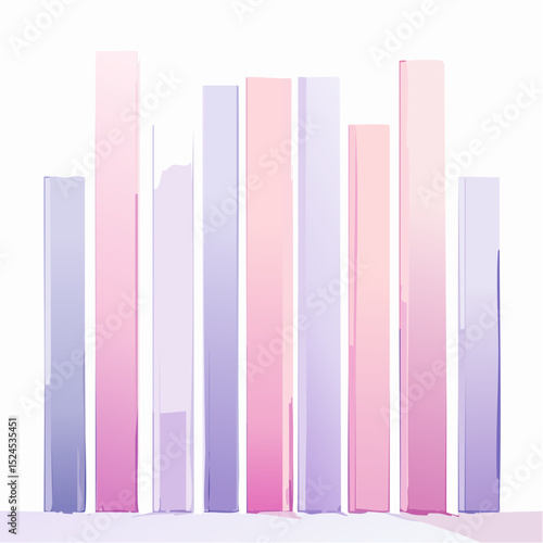 Elegant columns in soft lilac and rose blend with gentle opacity and texture in a dreamy vector composition.